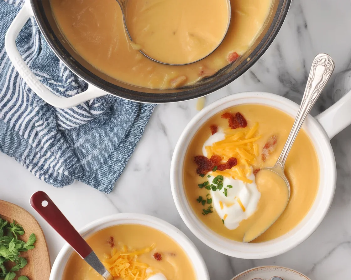 Delicious bowl of creamy chicken soup, perfect for warming up on a cool day.