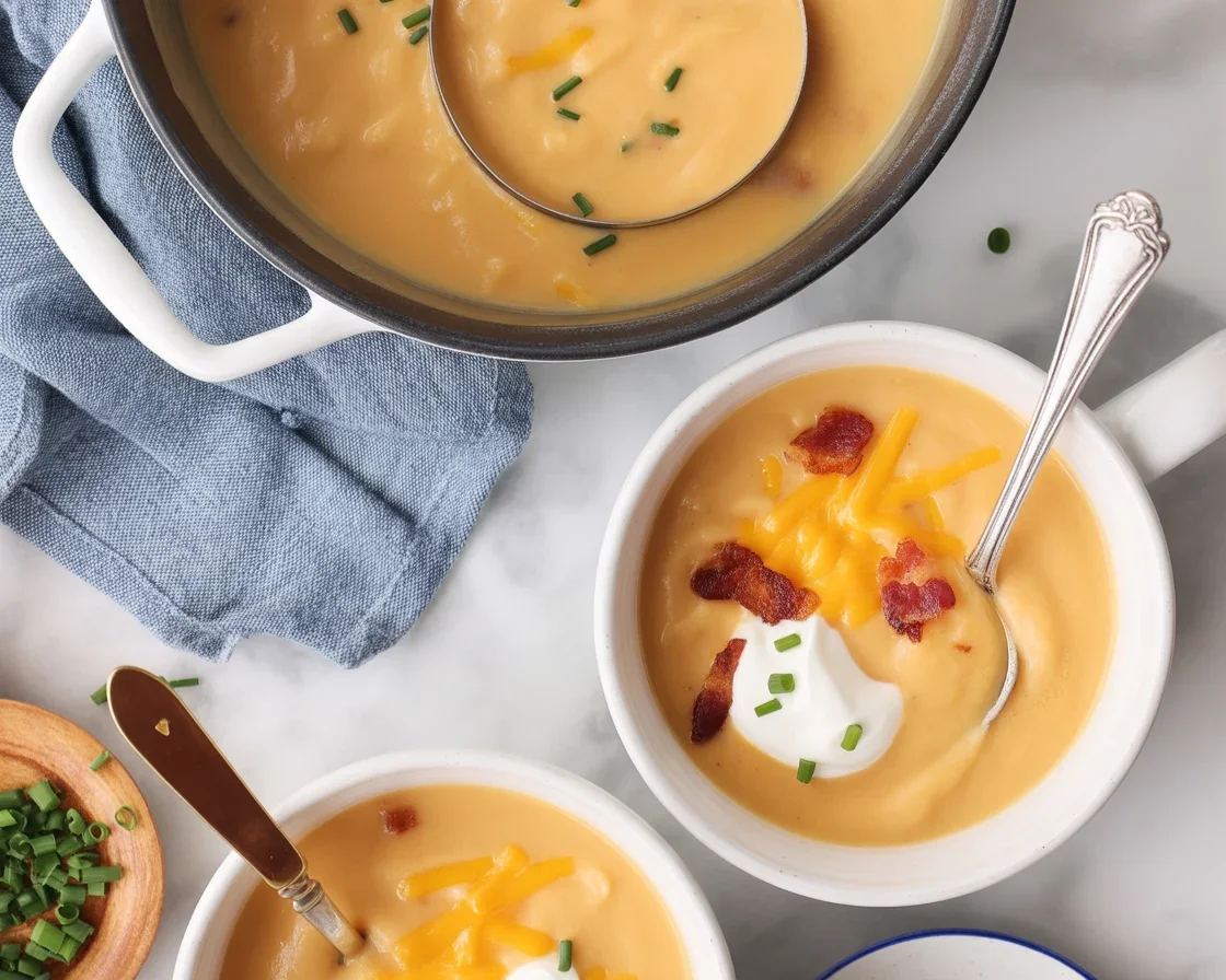 A selection of comforting homemade soups including creamy and hearty options.