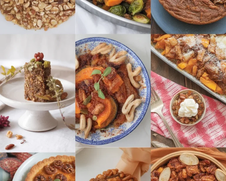 A table elegantly set for Thanksgiving featuring unique recipes and vibrant dishes.