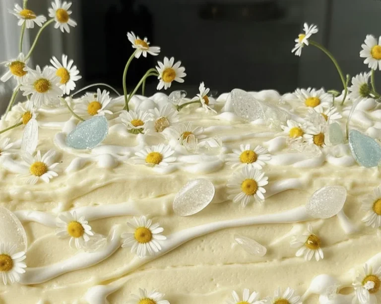 A beautifully decorated birthday cake with colorful sprinkles and icing.